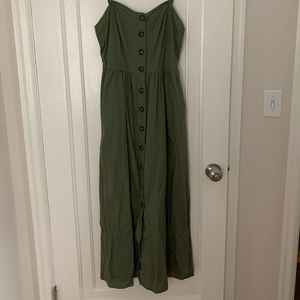Button Front Maxi Dress with Pockets